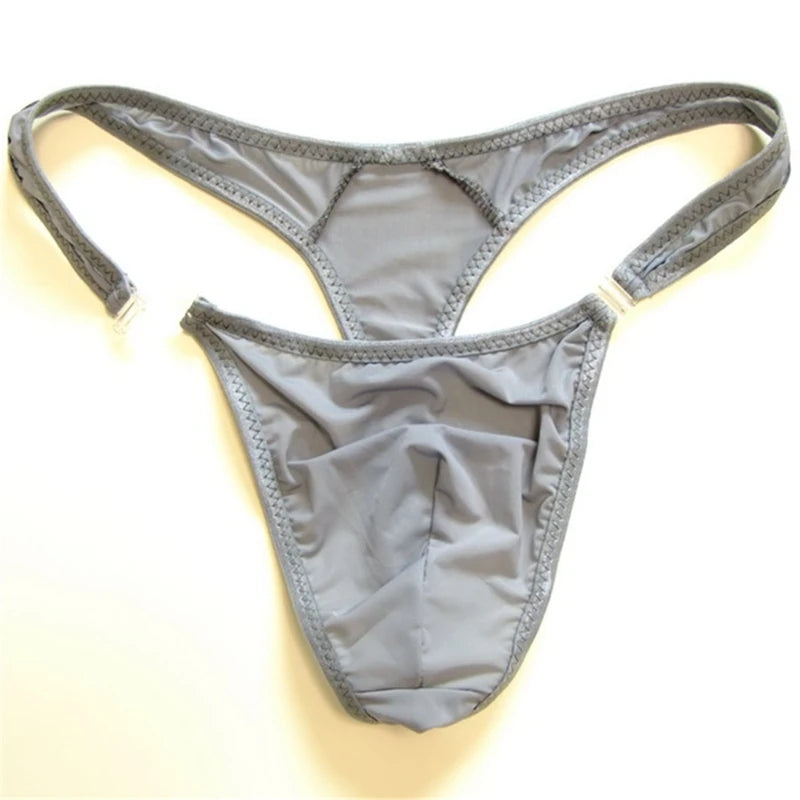 2019 hot M/L/XL Translucent Mens Nylon Thongs Men Sexy Button Bikini Briefs Gay G-string/Jocks/Tanga/T-back gay underwear