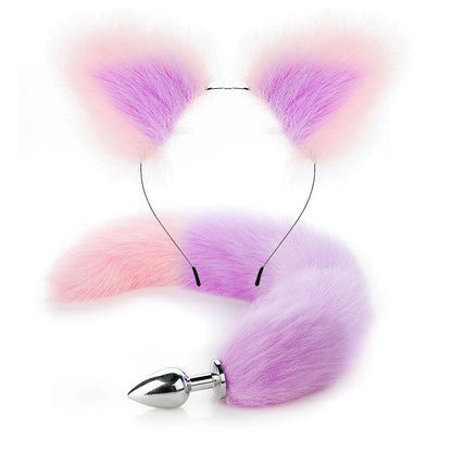 Fox Anal Plug Cute Cat Ears Tail Anal Toys for Beginner Stainles Steel Anal Plug BDSM Game Cosplay Sex Toys for Woman Couple Men