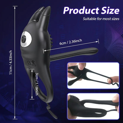 Vibrating Penis Ring Sex Toys - 2 in 1 Vibrating Cock Ring with 10 Vibration Silicone Adult Sex Toys for Couples Vibrator