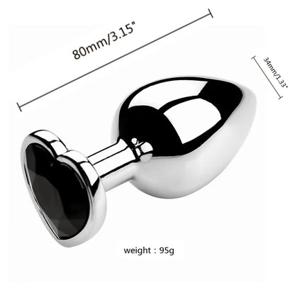Anal Plug 3 Sizes Heart Metal Crystal Anal Plug for Women Removable Stainless Steel Butt Plug Men Stimulator Anal Sex Toys Dildo