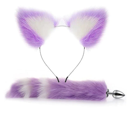 Fox Anal Plug Cute Cat Ears Tail Anal Toys for Beginner Stainles Steel Anal Plug BDSM Game Cosplay Sex Toys for Woman Couple Men
