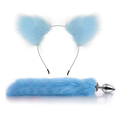 Cute Fox Tail Anal Plug Bow-Knot Soft Cat Ears Headbands Collar Erotic Cosplay Couples Accessories SM Sex Toys for Female Male