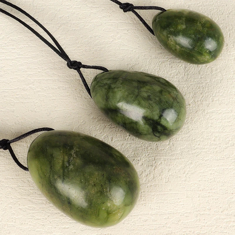 Drilled Helu Jade Egg Natural Stone Xiuyan Jade Massage Wand Yoni Ball Pelvic Kegel Exercise Tool Tightening Vaginal Muscle
