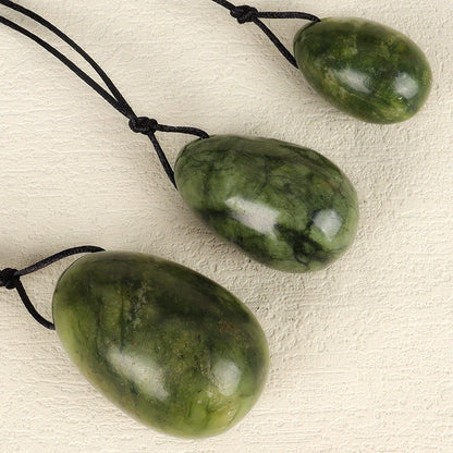 Drilled Helu Jade Egg Natural Stone Xiuyan Jade Massage Wand Yoni Ball Pelvic Kegel Exercise Tool Tightening Vaginal Muscle