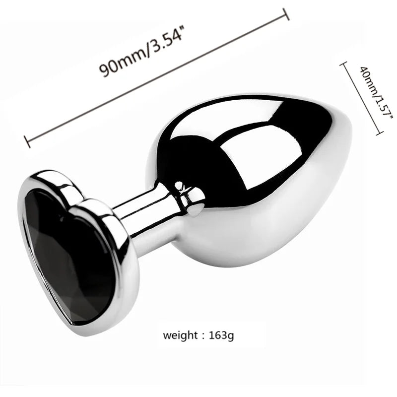 Anal Plug 3 Sizes Heart Metal Crystal Anal Plug for Women Removable Stainless Steel Butt Plug Men Stimulator Anal Sex Toys Dildo