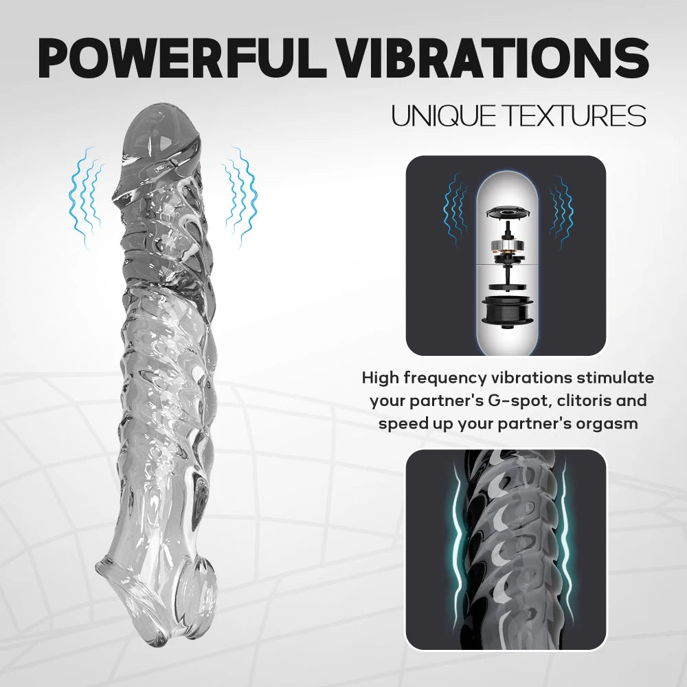 Reusable Condoms Male Penis Extension Sleeves Enlargement Delay Vibrators Delay Ejaculation Cock Ring Adult Sex Toys For Men
