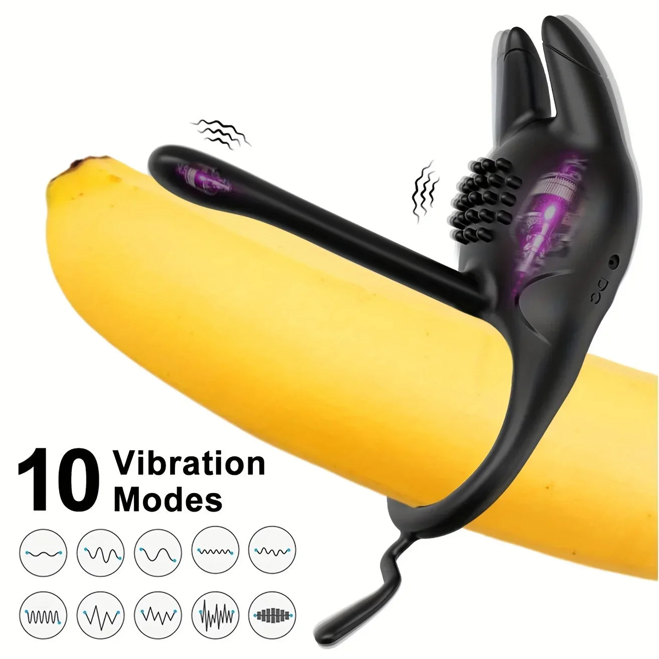 Vibrating Penis Ring Sex Toys - 2 in 1 Vibrating Cock Ring with 10 Vibration Silicone Adult Sex Toys for Couples Vibrator