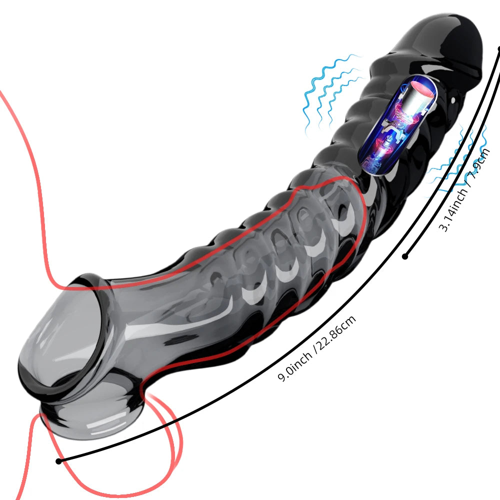 Reusable Condoms Male Penis Extension Sleeves Enlargement Delay Vibrators Delay Ejaculation Cock Ring Adult Sex Toys For Men