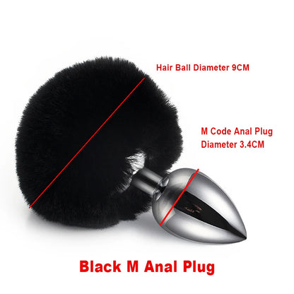 Sex Shop Metal Bunny Tail Butt Plugs Dilator Anus Bdsm Erotic Wives Role play Goods For Adults Gay Masturbator Exotic Accessorie