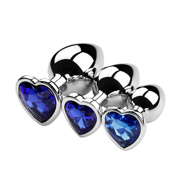 Anal Plug 3 Sizes Heart Metal Crystal Anal Plug for Women Removable Stainless Steel Butt Plug Men Stimulator Anal Sex Toys Dildo