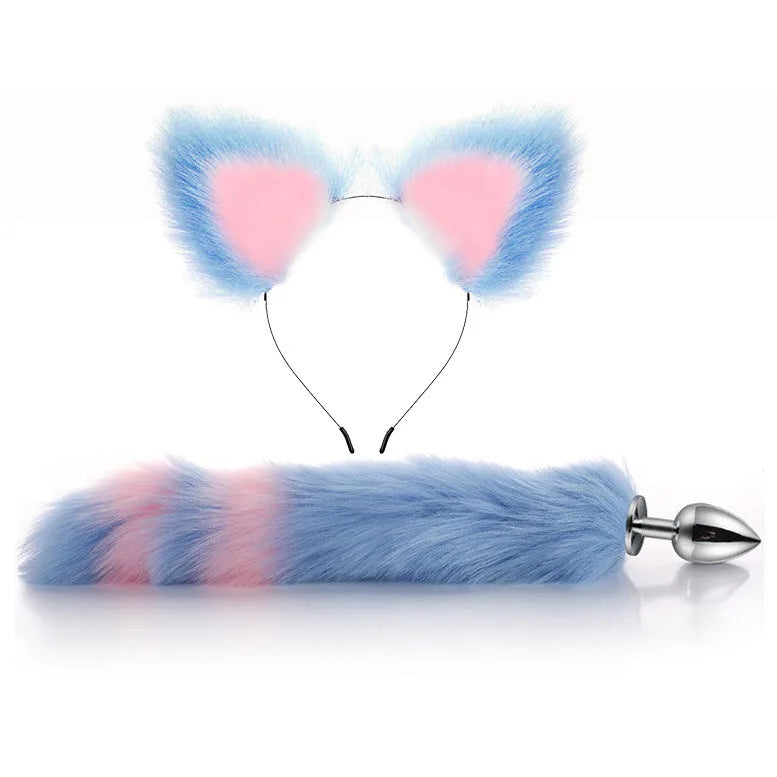 Cute Fox Tail Anal Plug Bow-Knot Soft Cat Ears Headbands Collar Erotic Cosplay Couples Accessories SM Sex Toys for Female Male