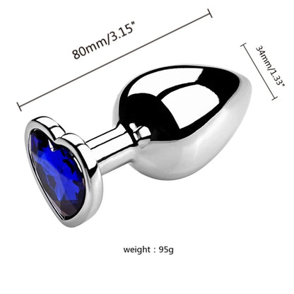 Anal Plug 3 Sizes Heart Metal Crystal Anal Plug for Women Removable Stainless Steel Butt Plug Men Stimulator Anal Sex Toys Dildo