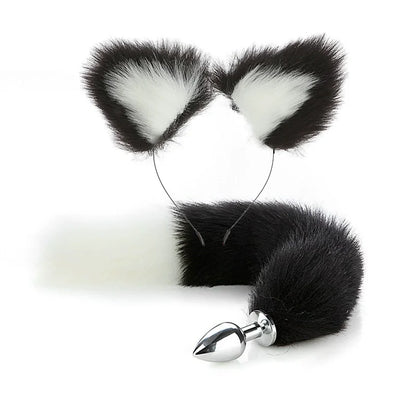 Fox Anal Plug Cute Cat Ears Tail Anal Toys for Beginner Stainles Steel Anal Plug BDSM Game Cosplay Sex Toys for Woman Couple Men