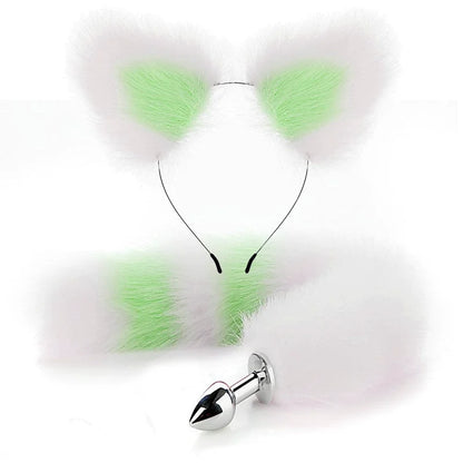 Fox Anal Plug Cute Cat Ears Tail Anal Toys for Beginner Stainles Steel Anal Plug BDSM Game Cosplay Sex Toys for Woman Couple Men