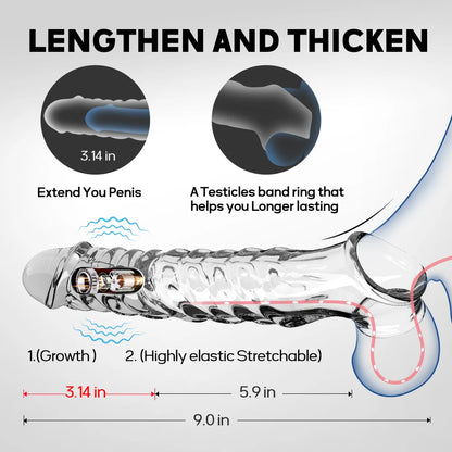 Reusable Condoms Male Penis Extension Sleeves Enlargement Delay Vibrators Delay Ejaculation Cock Ring Adult Sex Toys For Men