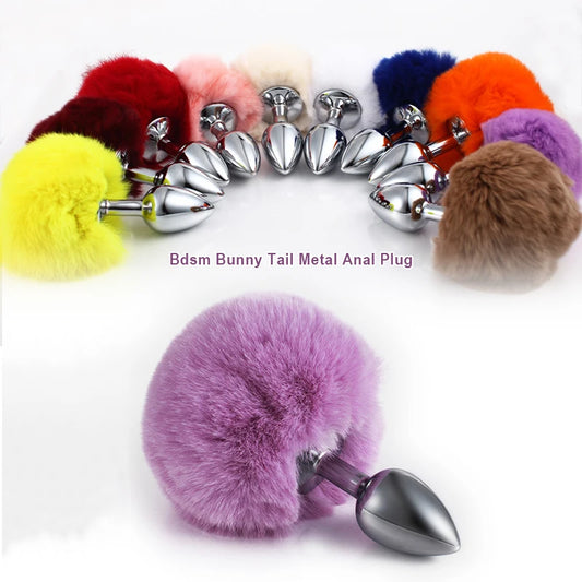 Sex Shop Metal Bunny Tail Butt Plugs Dilator Anus Bdsm Erotic Wives Role play Goods For Adults Gay Masturbator Exotic Accessorie