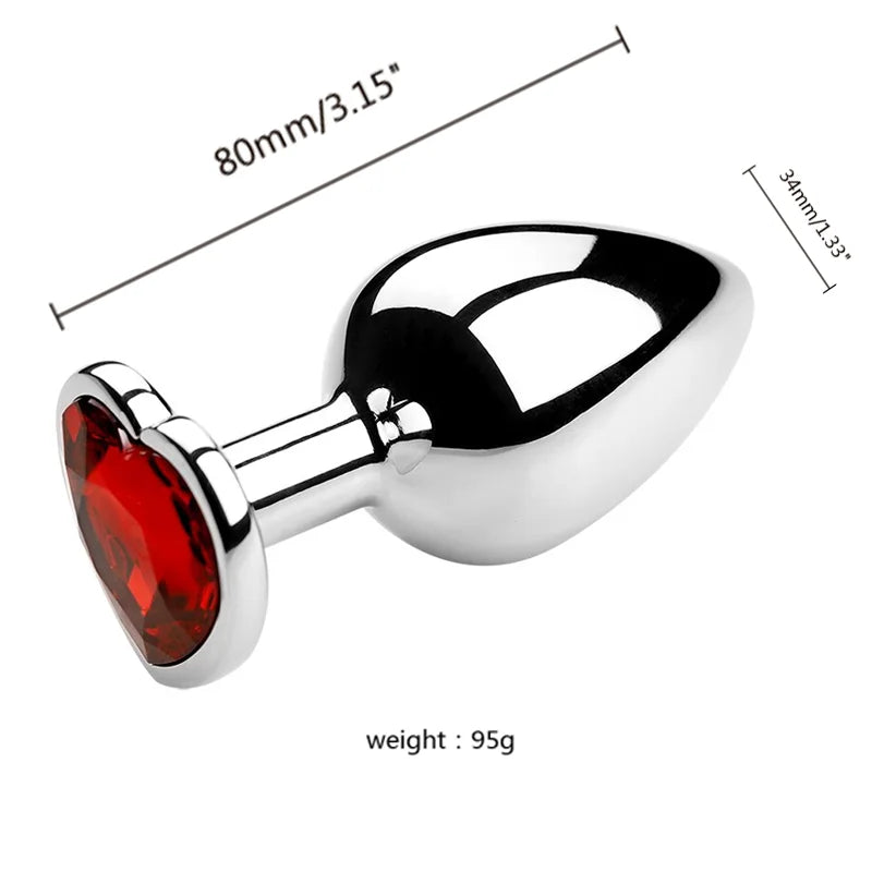 Anal Plug 3 Sizes Heart Metal Crystal Anal Plug for Women Removable Stainless Steel Butt Plug Men Stimulator Anal Sex Toys Dildo