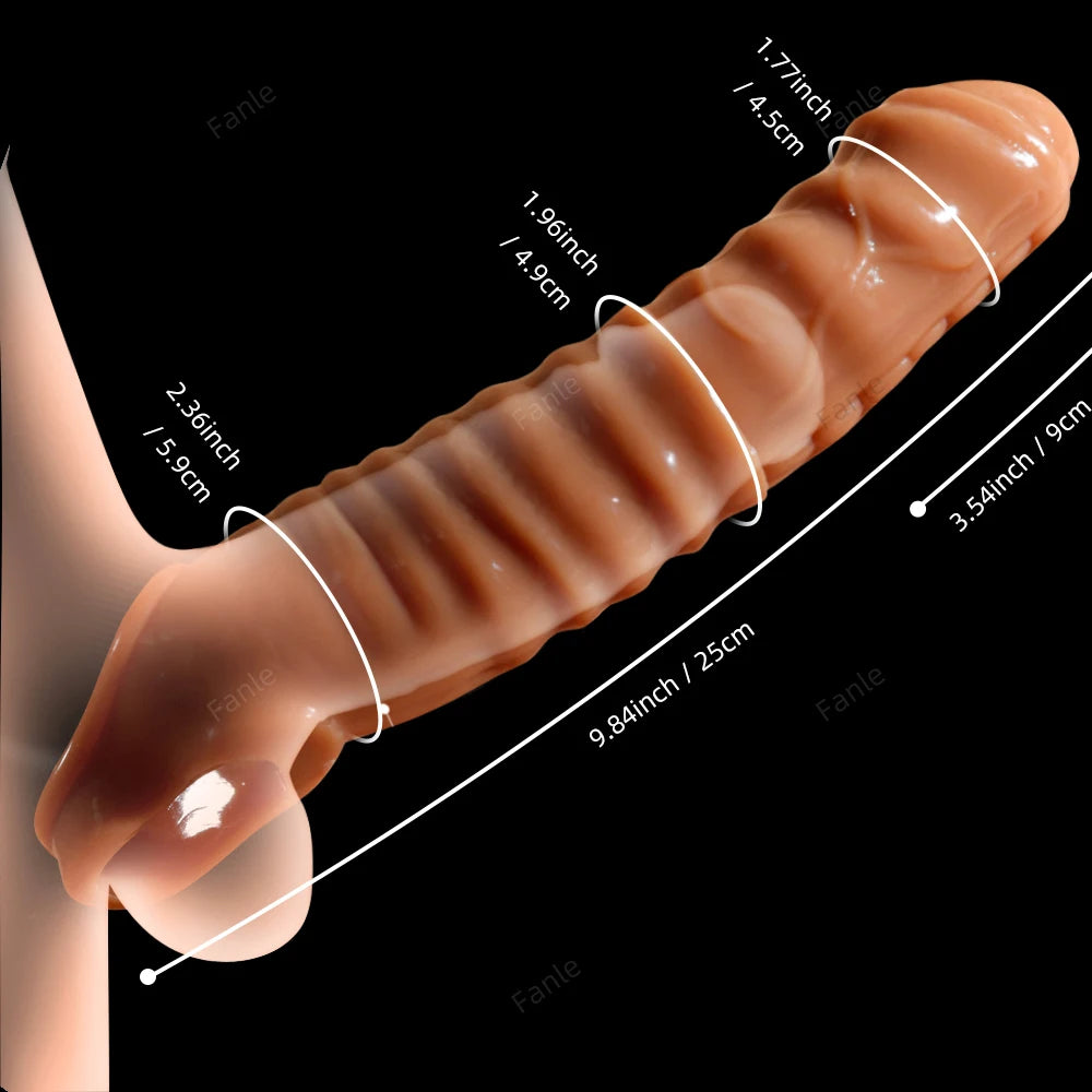 Reusable Condoms Male Penis Extension Sleeves Enlargement Delay Vibrators Delay Ejaculation Cock Ring Adult Sex Toys For Men