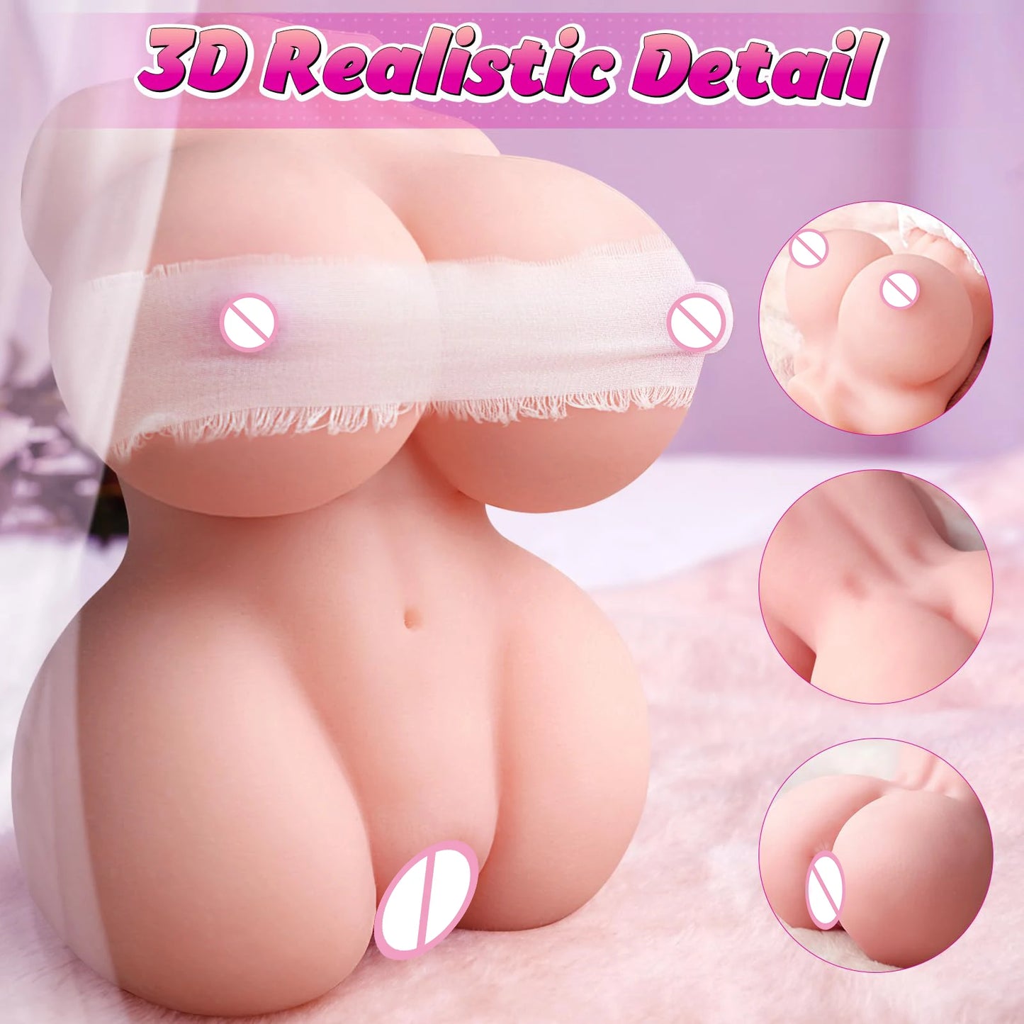 HESEKS Mini Sex Doll Realistic Pocket Pussies Adult Sex Toys for Men Male Masturbator TPE Boobs Vagina Textured Sex Dolls 18+